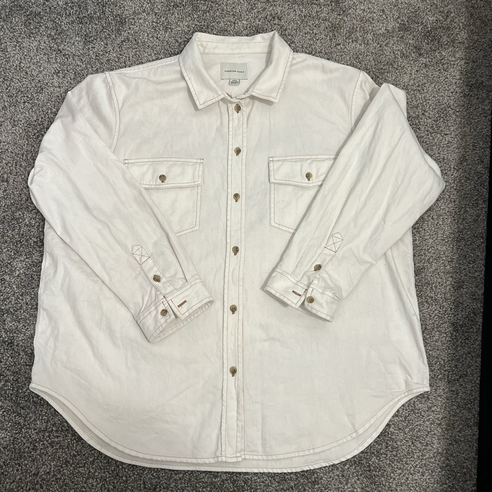 *SOLD ON EBAY * American Eagle Western Style White Denim Buttonup